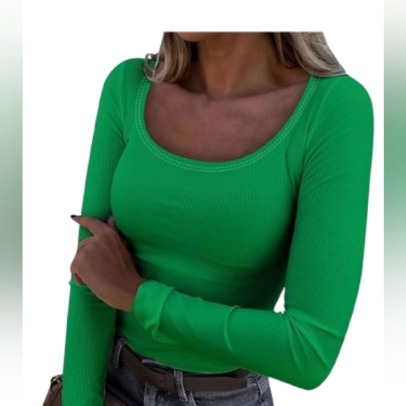 Faded Glory Tops - Faded Glory Green Long Sleeve Top Sz Med